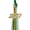 Green/Gold/White Mixed Color Graduation Tassel With Gold Date Drop - Endea Graduation