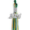 Green/Gold/White Mixed Color Graduation Tassel With Silver Date Drop - Endea Graduation