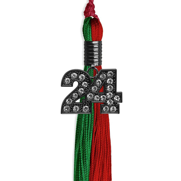 Green/Red Graduation Tassel With Black Date Drop - Endea Graduation