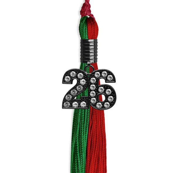 Green/Red Graduation Tassel With Black Date Drop - Endea Graduation
