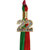 Green/Red Graduation Tassel With Gold Date Drop - Endea Graduation