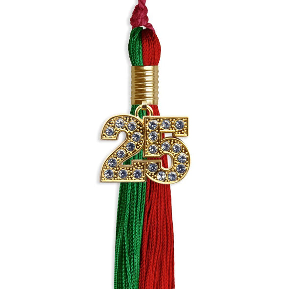 Green/Red Graduation Tassel With Gold Date Drop - Endea Graduation