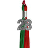 Green/Red Graduation Tassel With Silver Date Drop - Endea Graduation