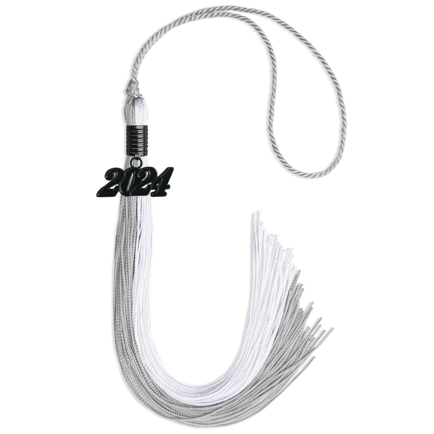 Grey/White Graduation Tassel With Black Date Drop - Endea Graduation