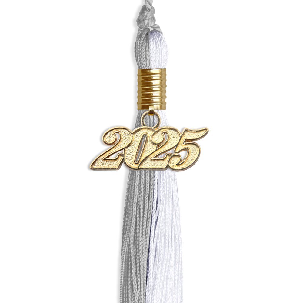 Grey/White Graduation Tassel With Gold Date Drop - Endea Graduation