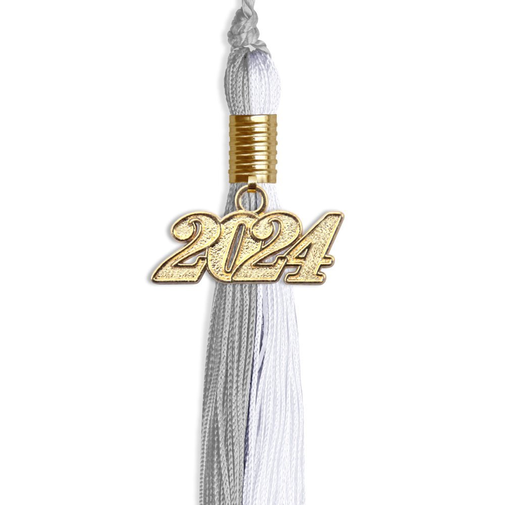 Grey/White Graduation Tassel With Gold Date Drop - Endea Graduation