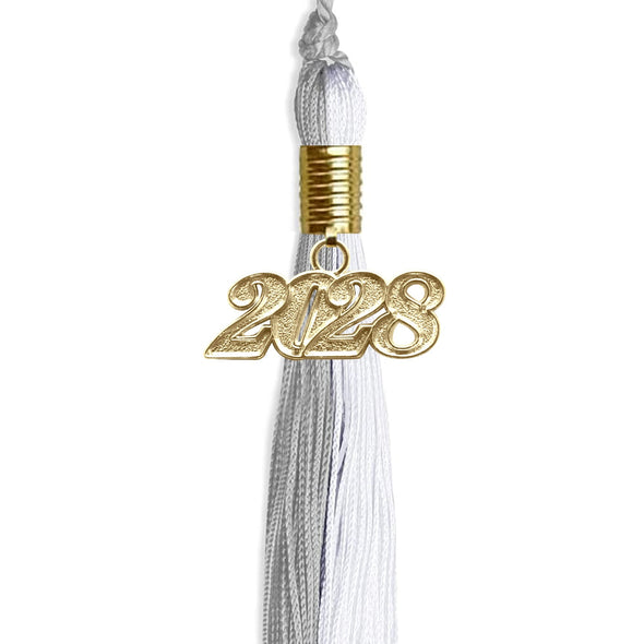 Grey/White Graduation Tassel With Gold Date Drop - Endea Graduation