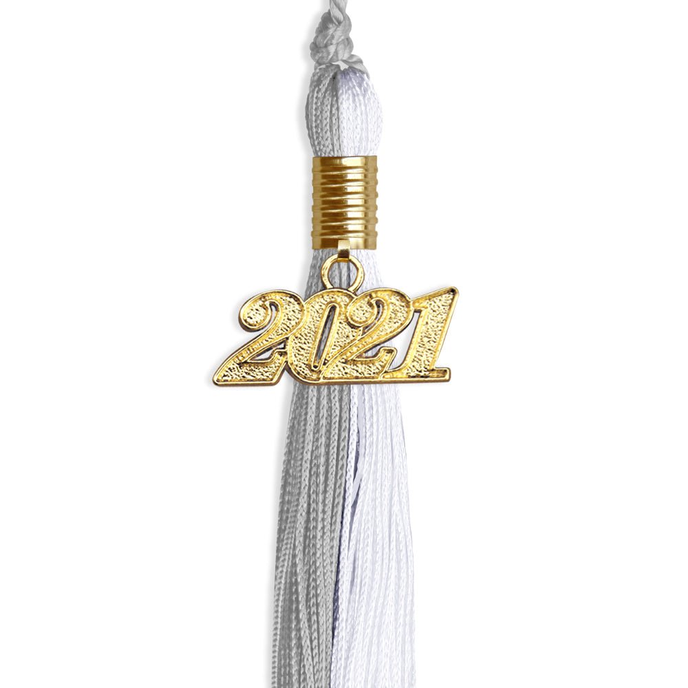 Grey/White Graduation Tassel With Gold Date Drop - Endea Graduation