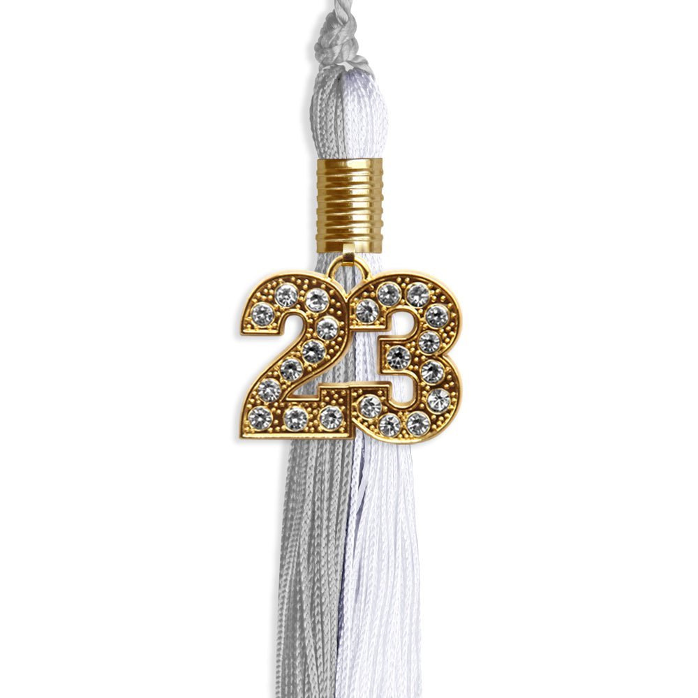 Grey/White Graduation Tassel With Gold Date Drop - Endea Graduation