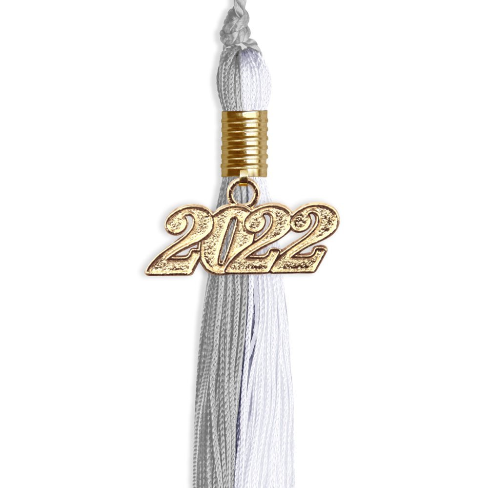 Grey/White Graduation Tassel With Gold Date Drop - Endea Graduation