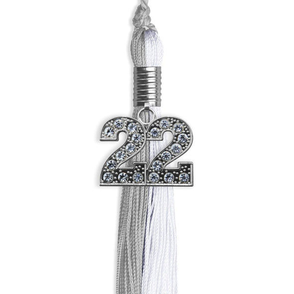 Grey/White Graduation Tassel With Silver Date Drop - Endea Graduation