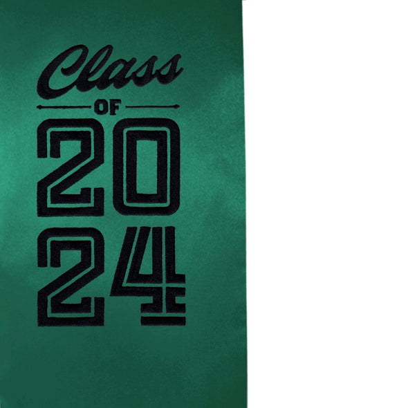 Hunter Green Class of 2024 Graduation Stole/Sash With Classic Tips - Endea Graduation