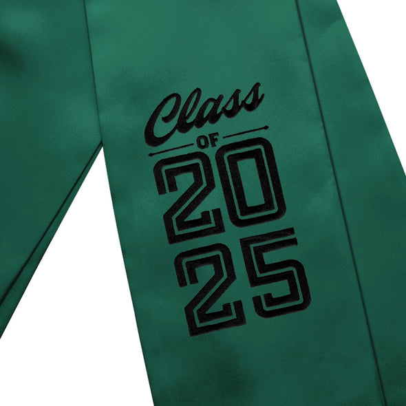 Hunter Green Class of 2025 Graduation Stole/Sash With Classic Tips - Endea Graduation