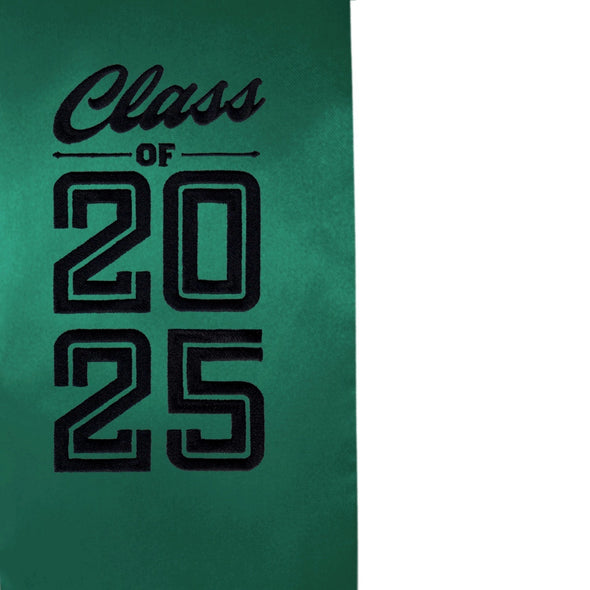 Hunter Green Class of 2025 Graduation Stole/Sash With Classic Tips - Endea Graduation