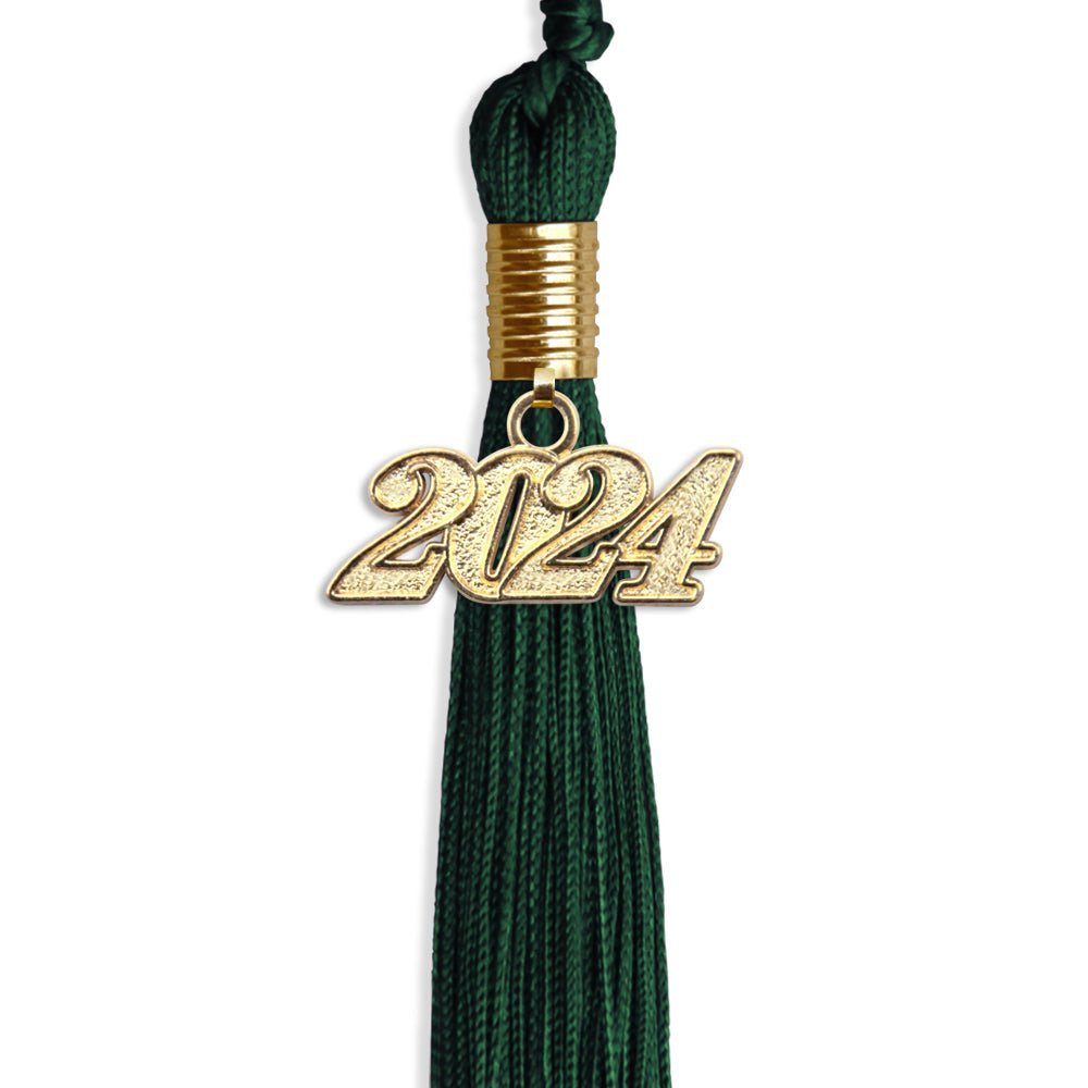 Hunter Green Graduation Tassel With Gold Date Drop - Endea Graduation