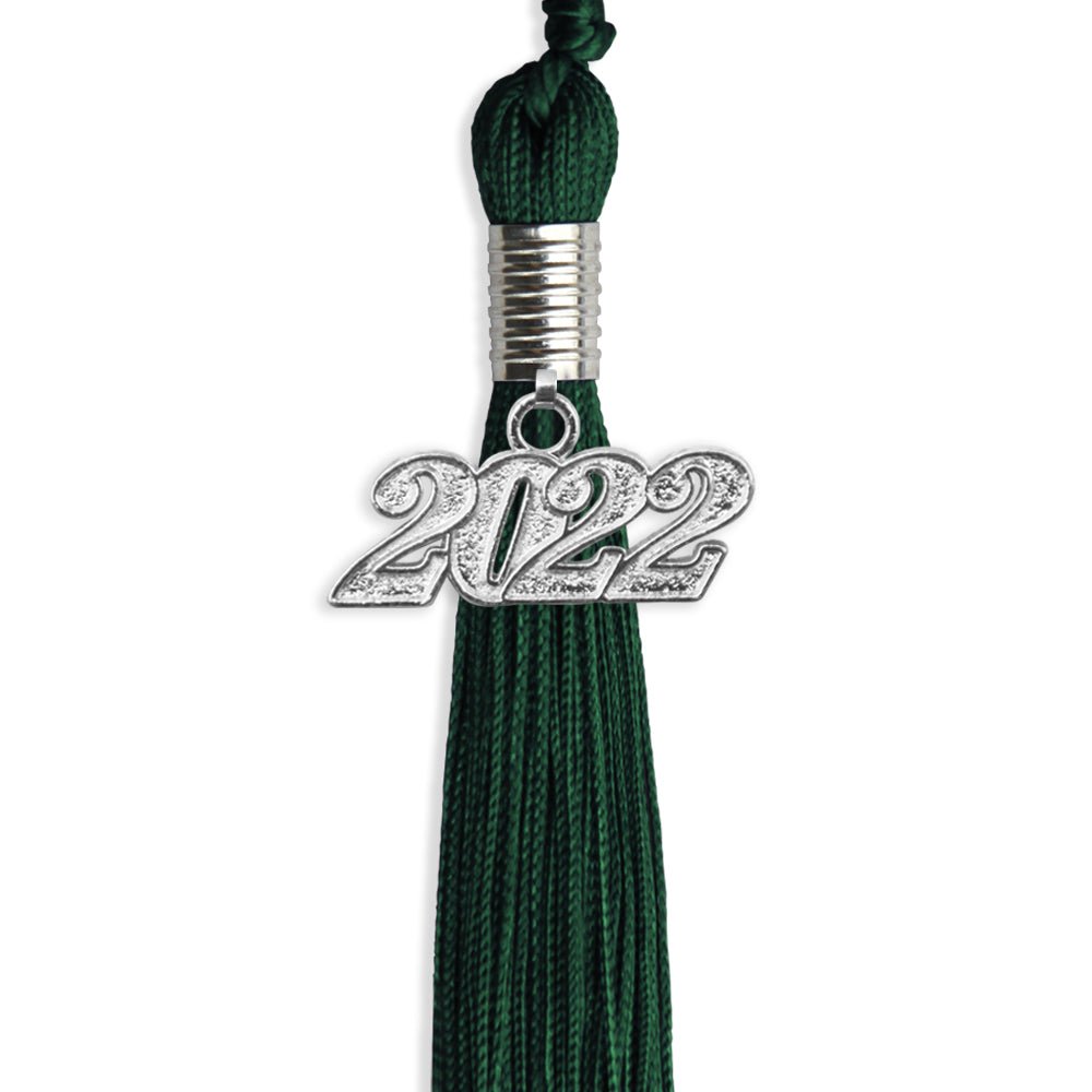 Hunter Green Graduation Tassel With Silver Date Drop - Endea Graduation