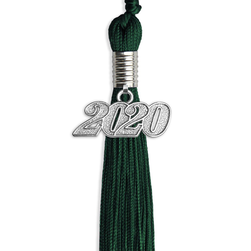 Hunter Green Graduation Tassel With Silver Date Drop - Endea Graduation