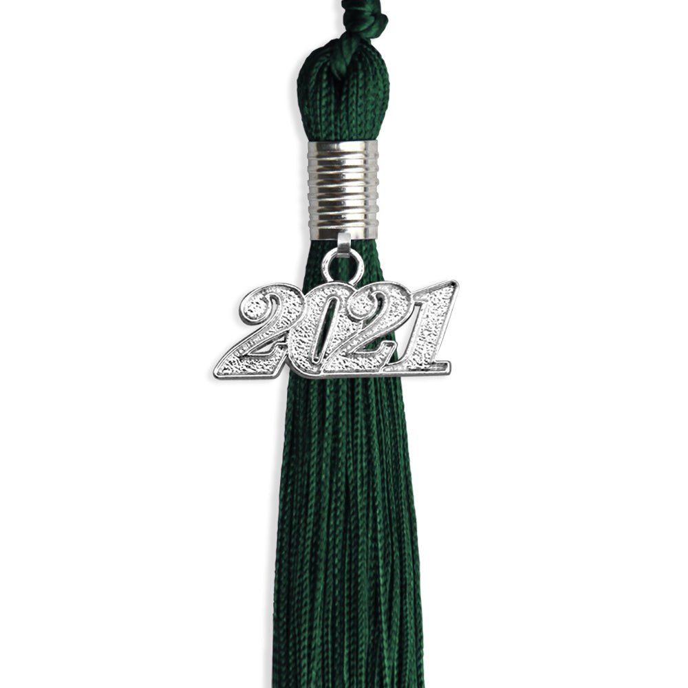 Hunter Green Graduation Tassel With Silver Date Drop - Endea Graduation