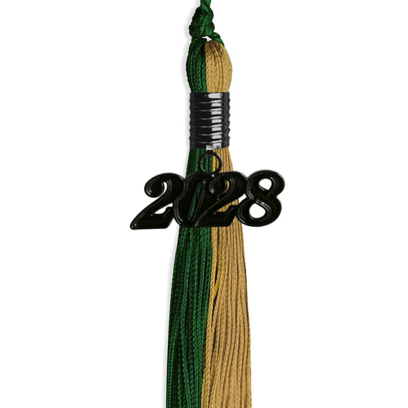 Hunter Green/Antique Gold Graduation Tassel With Black Date Drop - Endea Graduation