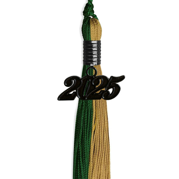 Hunter Green/Antique Gold Graduation Tassel With Black Date Drop - Endea Graduation