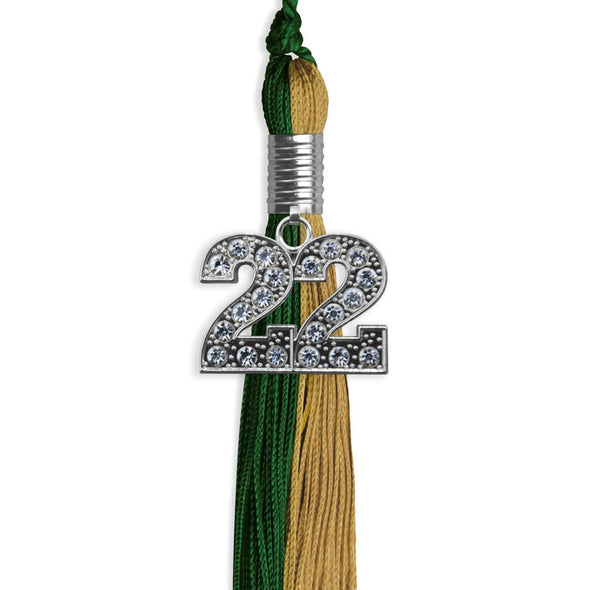 Hunter Green/Antique Gold Graduation Tassel With Silver Date Drop - Endea Graduation