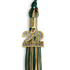 Hunter Green/Antique Gold Mixed Color Graduation Tassel With Gold Date Drop - Endea Graduation