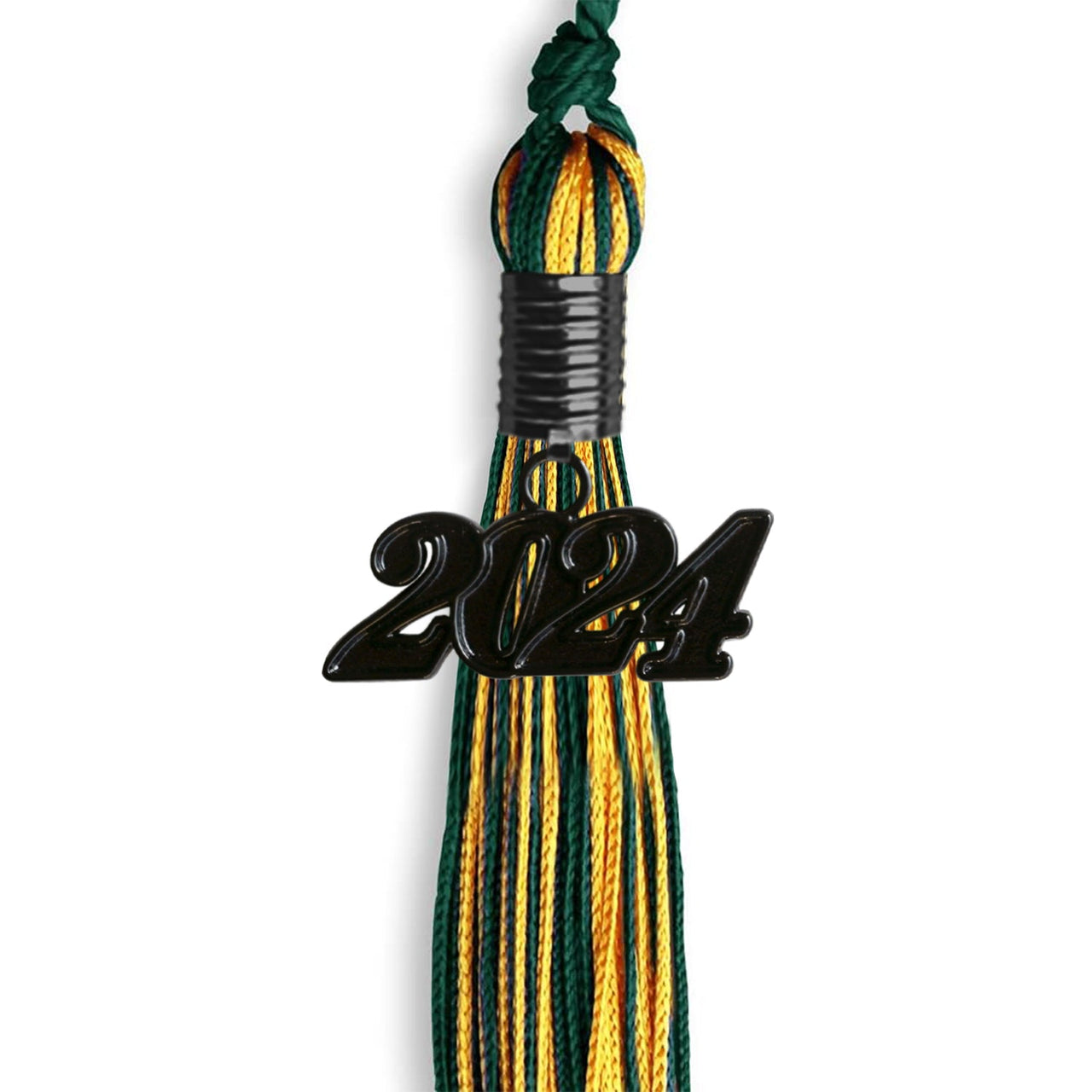 Hunter Green/Gold Mixed Color Graduation Tassel With Black Date Drop - Endea Graduation