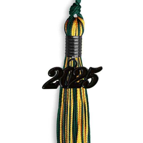 Hunter Green/Gold Mixed Color Graduation Tassel With Black Date Drop - Endea Graduation