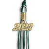 Hunter Green/White Mixed Color Graduation Tassel With Gold Date Drop - Endea Graduation