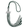 Hunter Green/White Mixed Color Graduation Tassel With Silver Date Drop - Endea Graduation