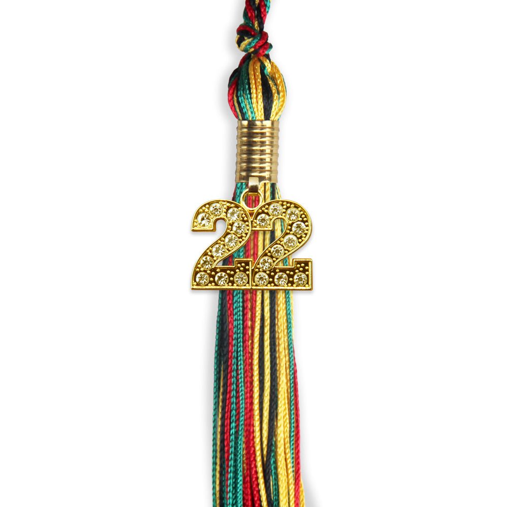 Kente Mixed Color Graduation Tassel With Gold Date Drop - Endea Graduation