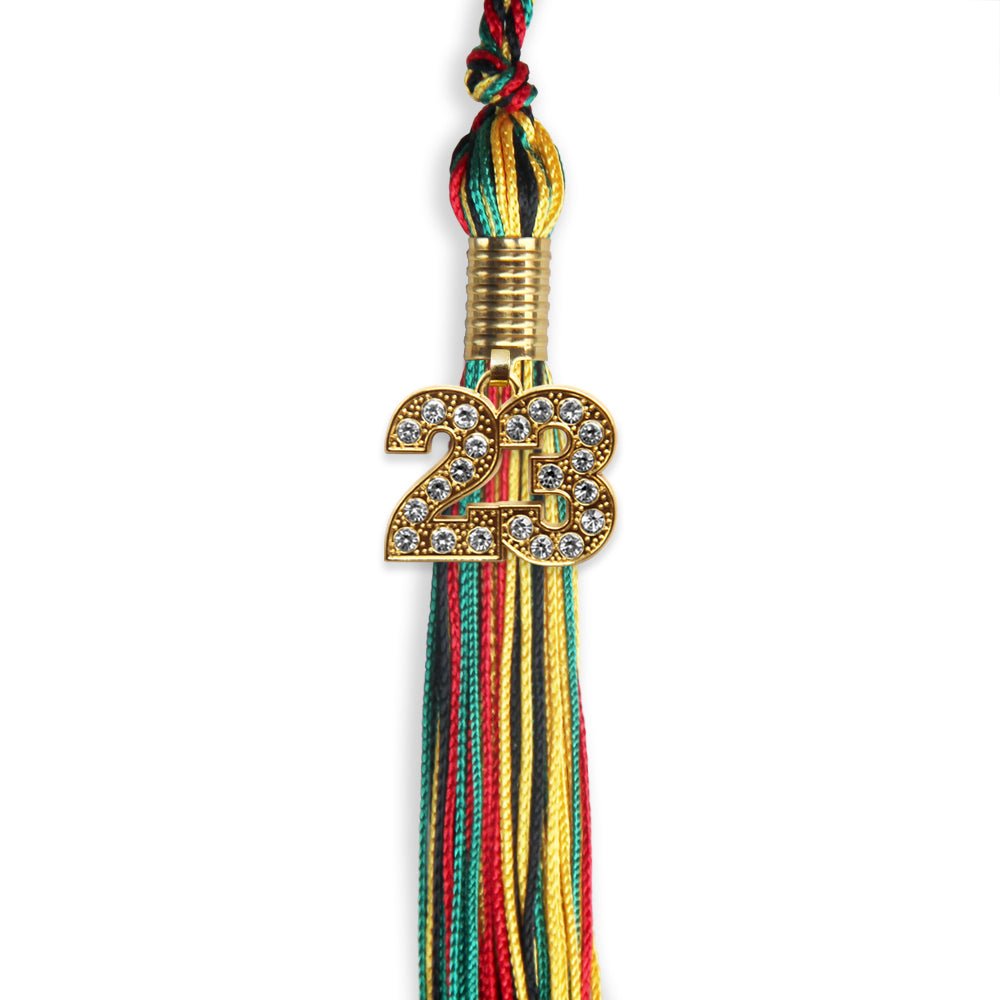 Kente Mixed Color Graduation Tassel With Gold Date Drop - Endea Graduation