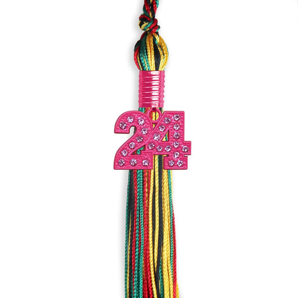 Kente Mixed Color Graduation Tassel With Pink Bling Charm 2024 - Endea Graduation