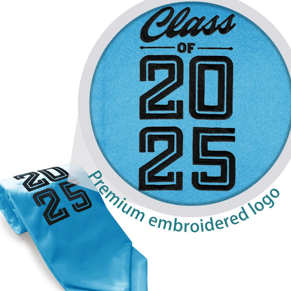 Light Blue Class of 2025 Graduation Stole/Sash With Classic Tips - Endea Graduation