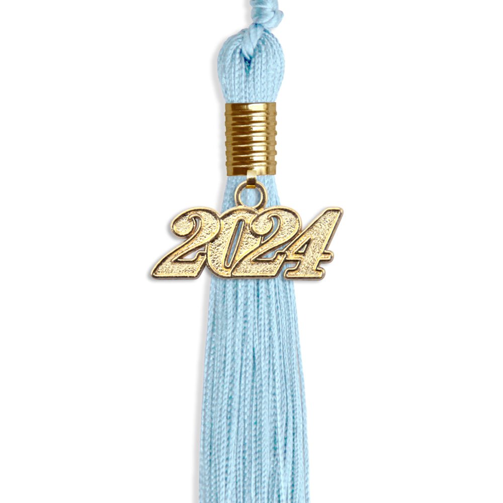 Light Blue Graduation Tassel With Gold Date Drop - Endea Graduation