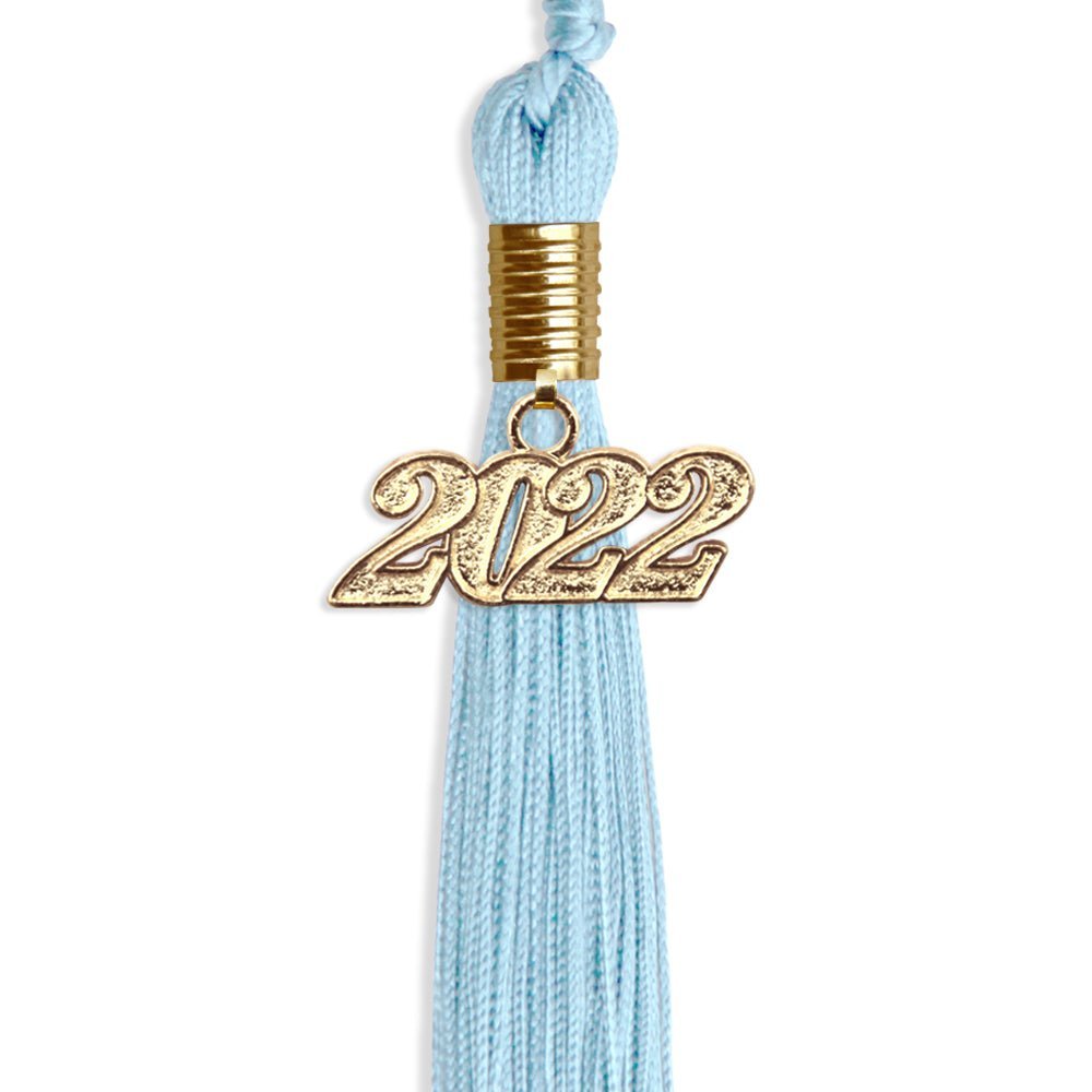 Light Blue Graduation Tassel With Gold Date Drop - Endea Graduation