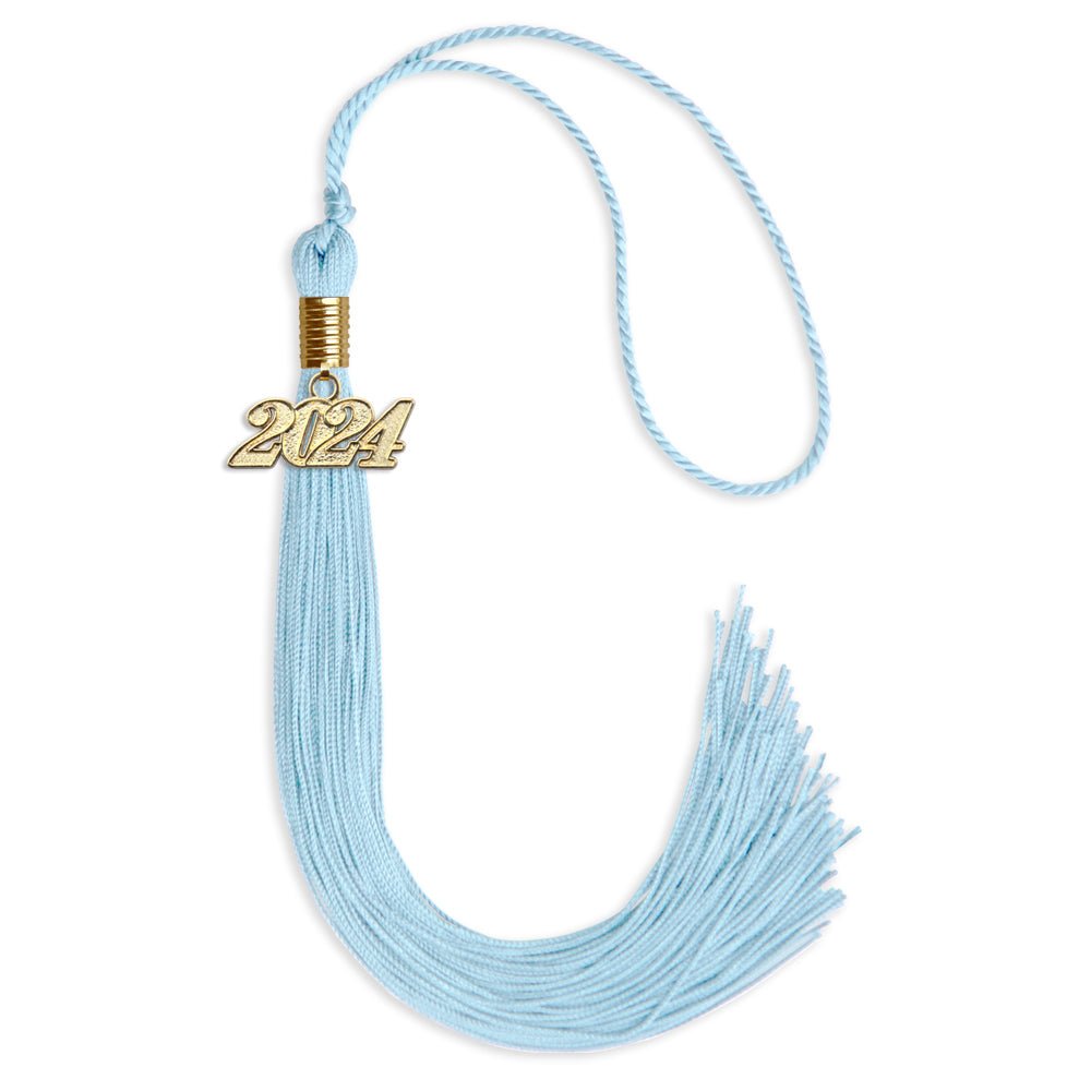 Light Blue Graduation Tassel With Gold Date Drop - Endea Graduation