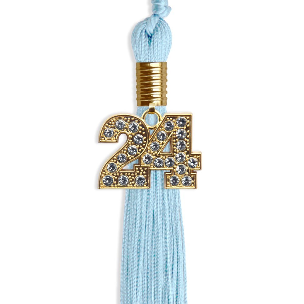 Light Blue Graduation Tassel With Gold Date Drop - Endea Graduation