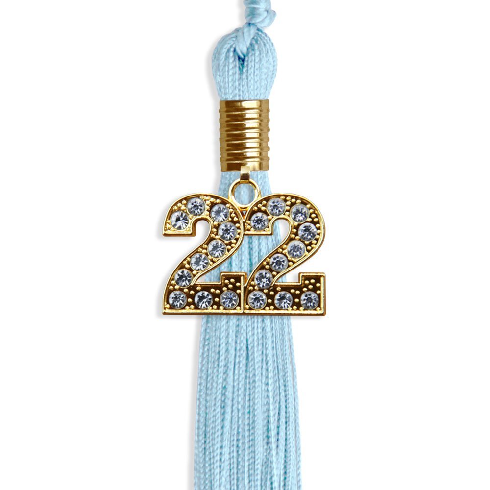 Light Blue Graduation Tassel With Gold Date Drop - Endea Graduation