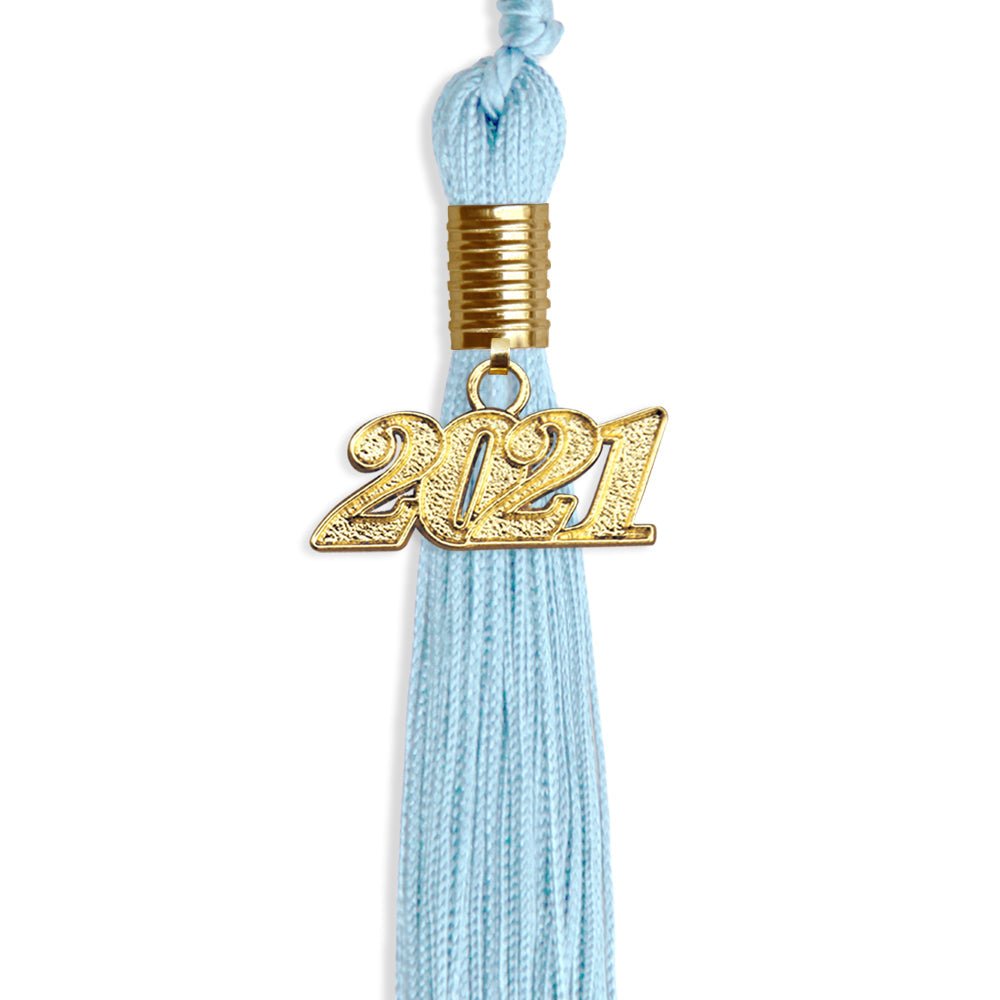 Light Blue Graduation Tassel With Gold Date Drop - Endea Graduation