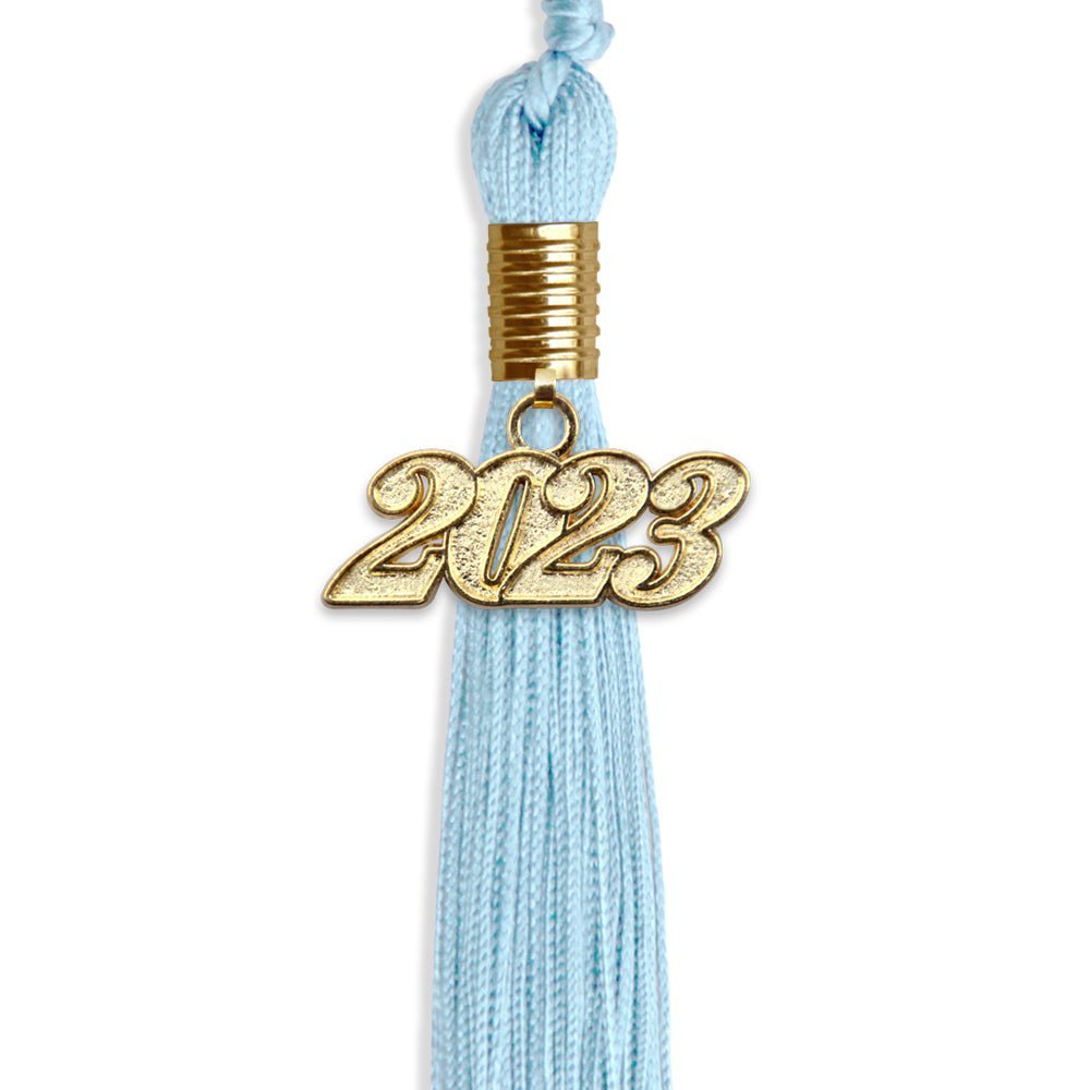 Light Blue Graduation Tassel With Gold Date Drop - Endea Graduation