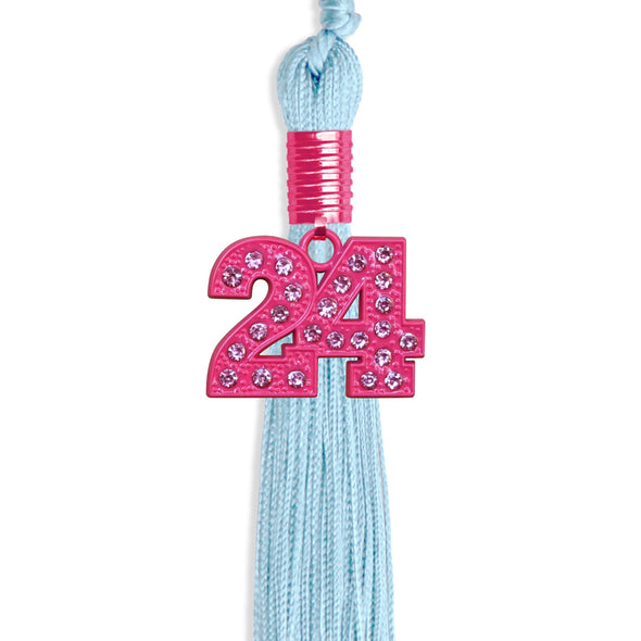 Light Blue Graduation Tassel With Pink Bling Charm 2024 - Endea Graduation
