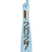 Light Blue Graduation Tassel With Silver Stacked Date Drop - Endea Graduation