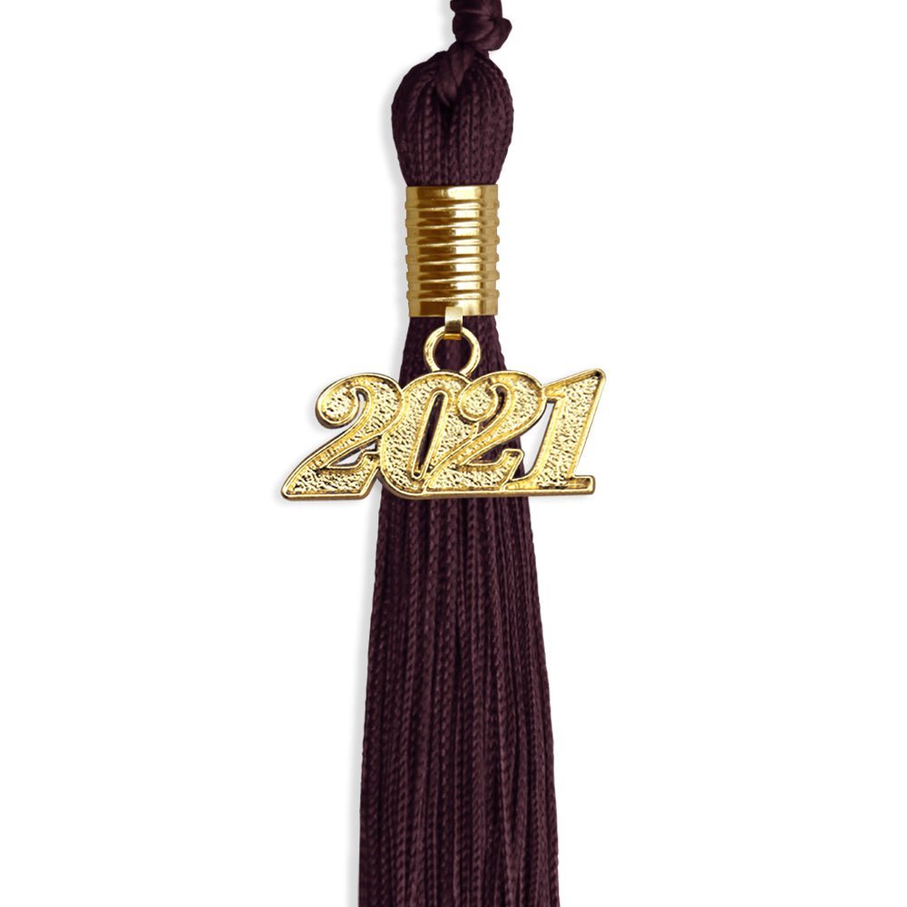 Maroon Graduation Tassel With Gold Date Drop - Endea Graduation