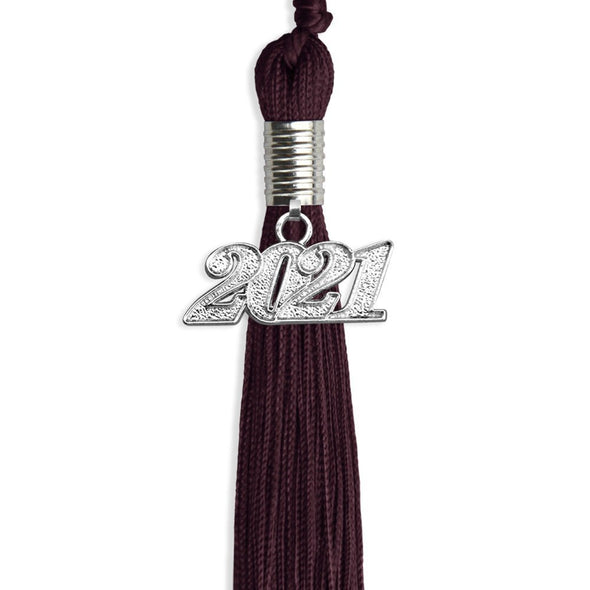 Maroon Graduation Tassel With Silver Date Drop - Endea Graduation