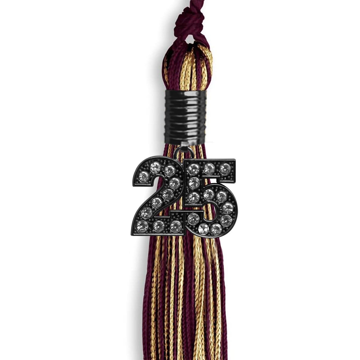 Maroon/Antique Gold Mixed Color Graduation Tassel With Black Date Drop - Endea Graduation