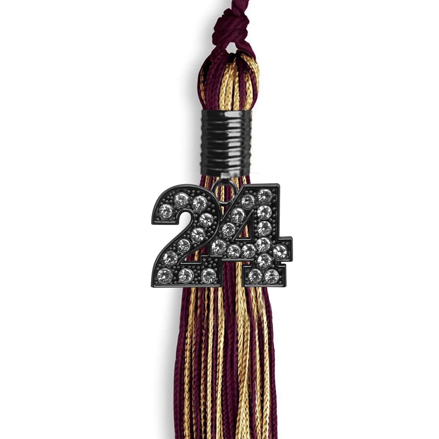 Maroon/Antique Gold Mixed Color Graduation Tassel With Black Date Drop - Endea Graduation