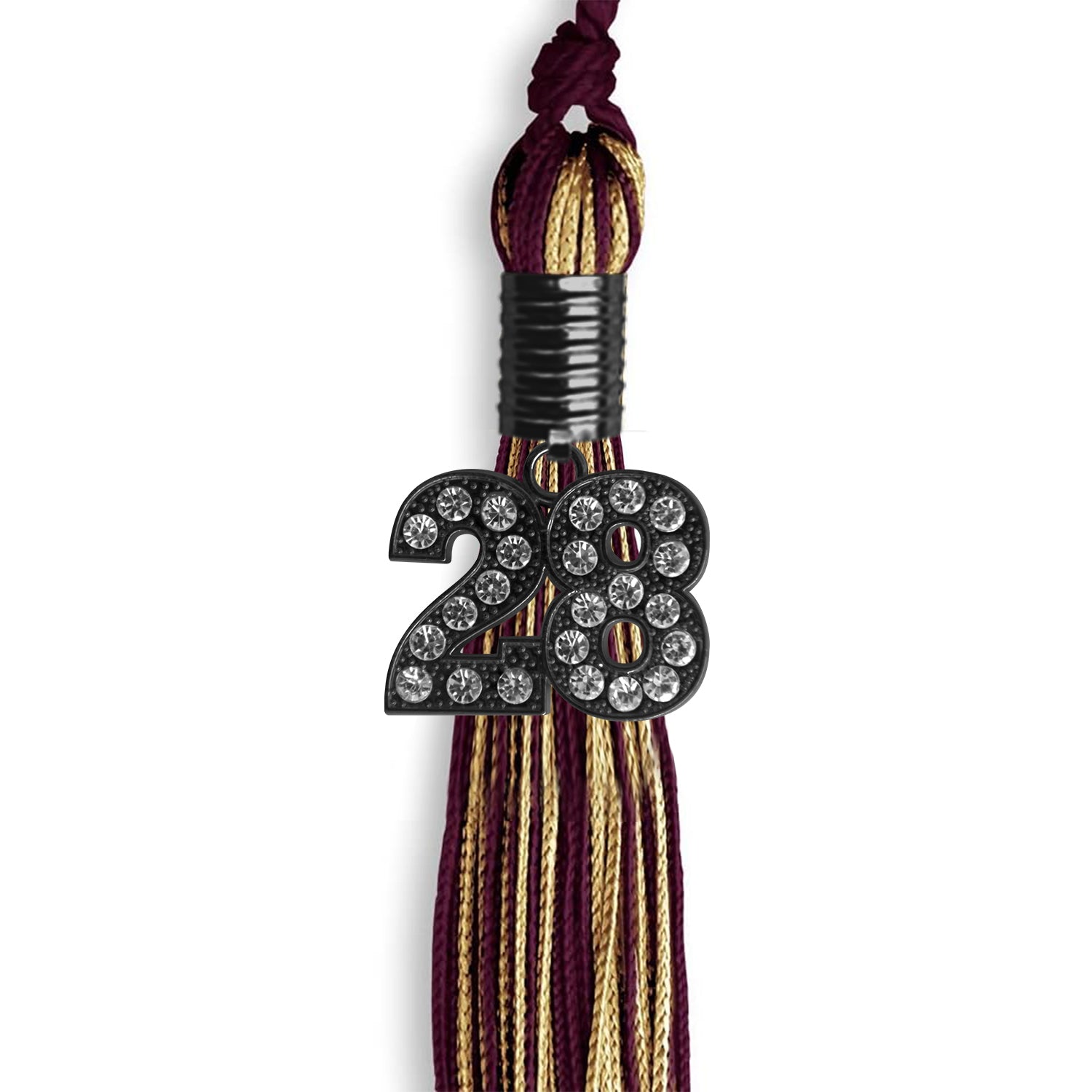 Maroon/Antique Gold Mixed Color Graduation Tassel With Black Date Drop - Endea Graduation