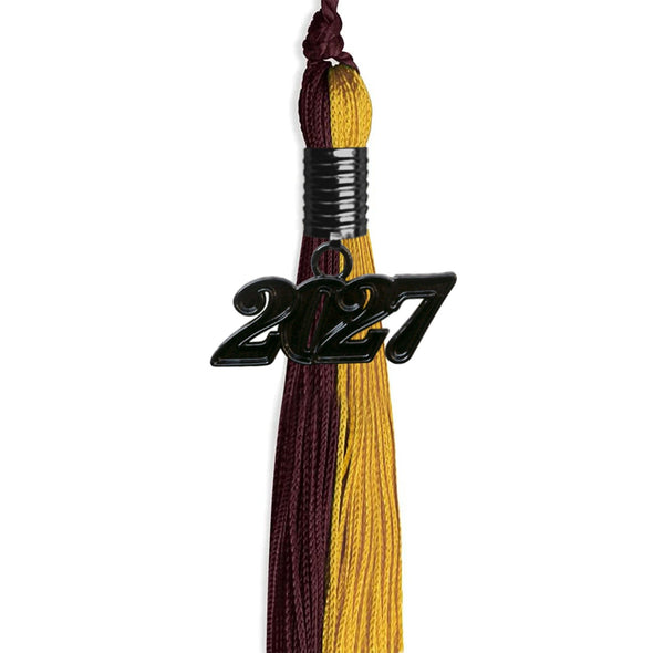 Maroon/Bright Gold Graduation Tassel With Black Date Drop - Endea Graduation