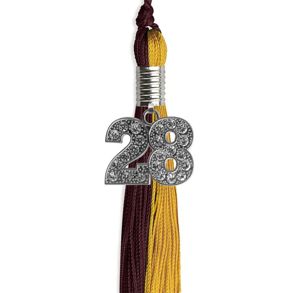 Maroon/Bright Gold Graduation Tassel With Silver Date Drop - Endea Graduation